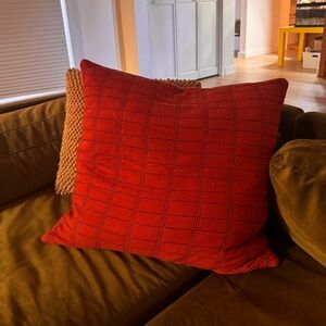 Schoolhouse grid 26” pillow cover in paprika